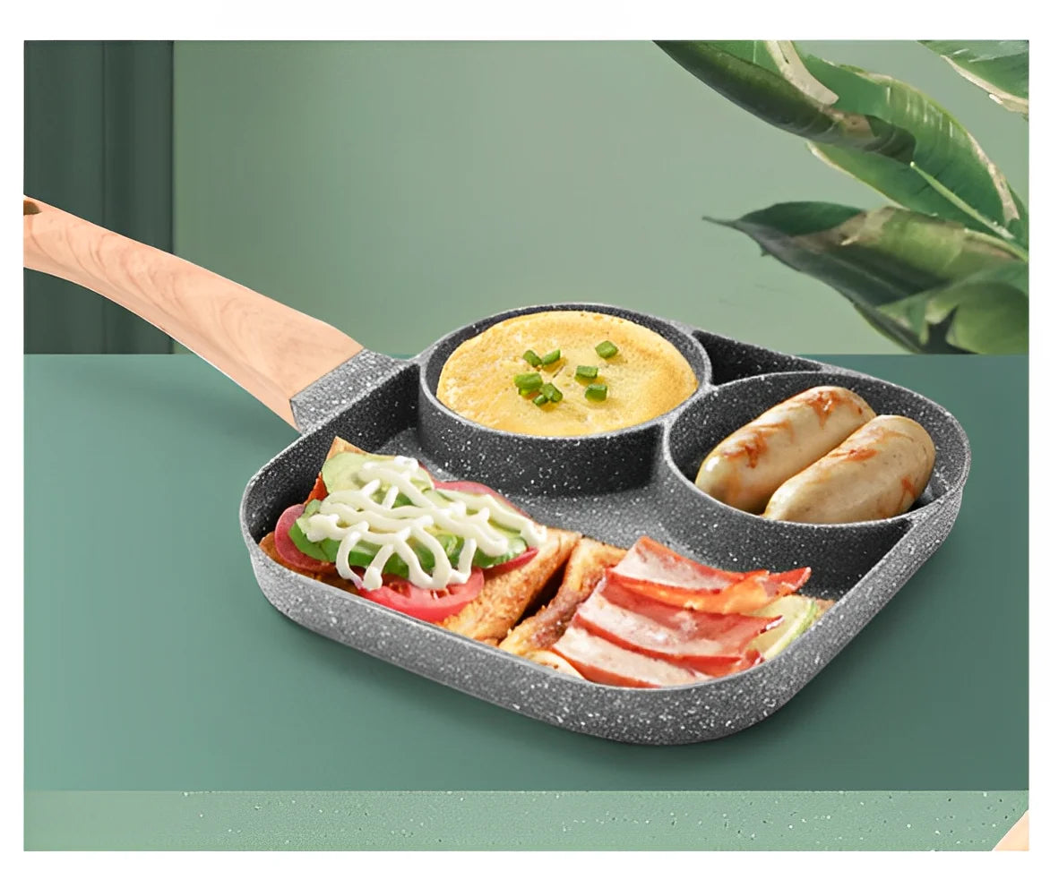 Frigideira Antiaderente 3 Furos Mármore Para Ovo Separado Comida Rapida - Neverdie Store