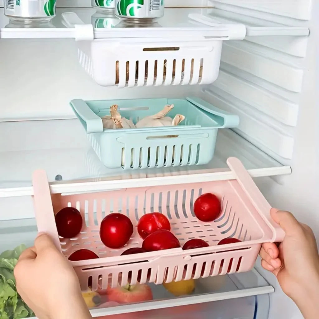 Cesta Organize Ajustável para Geladeira Retrátil