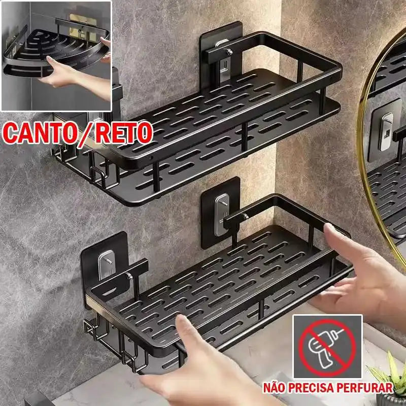Kit 2 Suportes de Canto para Banheiro/Cozinha