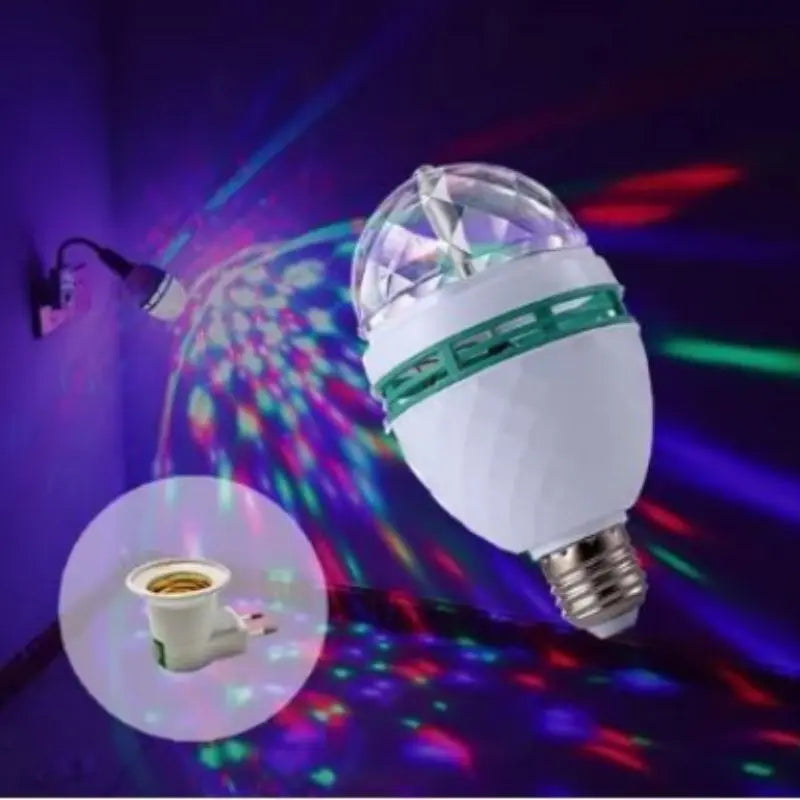 Lâmpada Rotativa RGB Bivolt para Festas com Adaptador