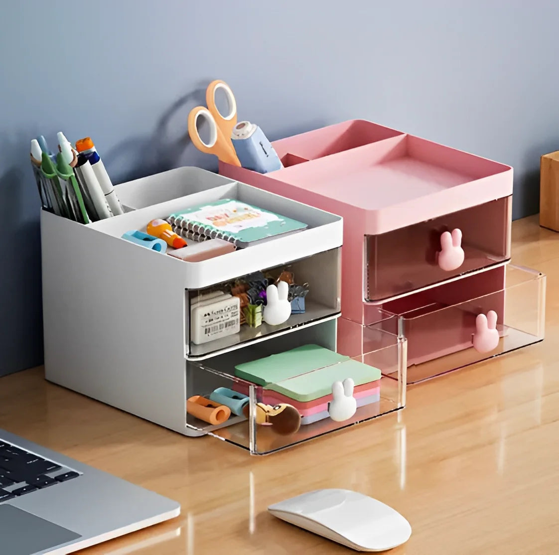 Organizador de Mesa Multifunções Coelho para Maquiagem e Escritório