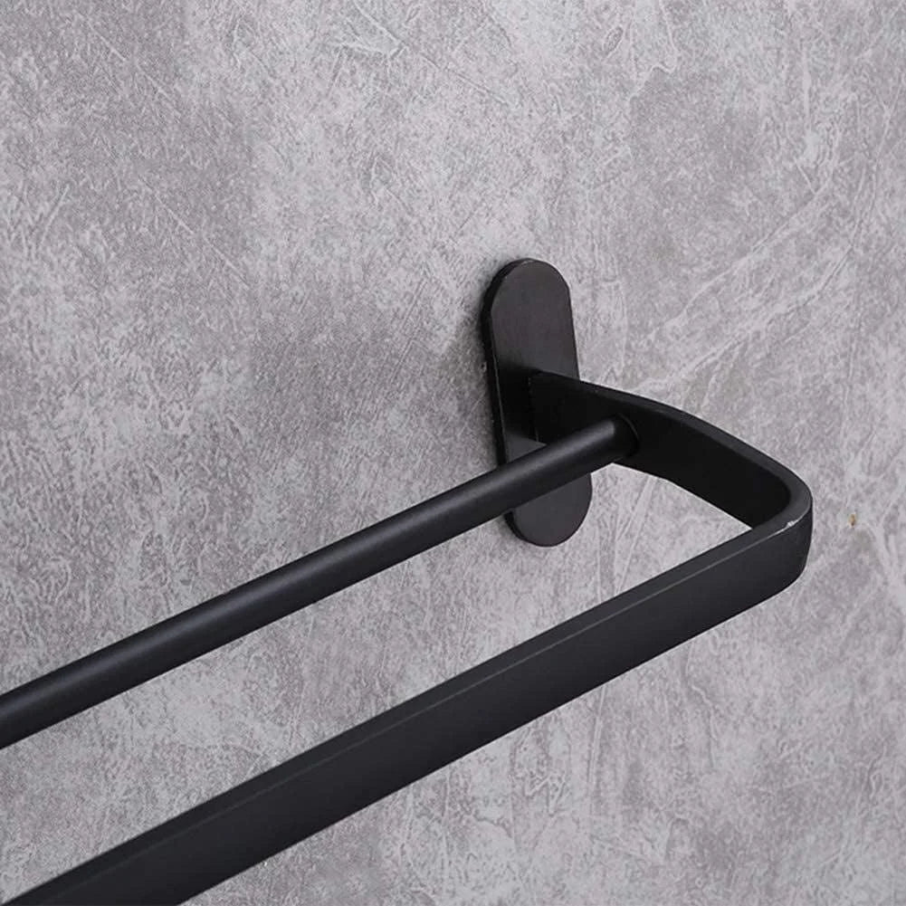 Toalheiro Duplo 50cm em Aço Carbono Preto – Parede ou Porta