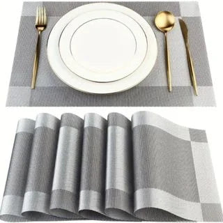 Conjunto 6 Tapetes de Mesa PVC Laváveis Antiderrapante Cozinha Mesa de Jantar Tigela Vinho Decoração Moderna Casa
