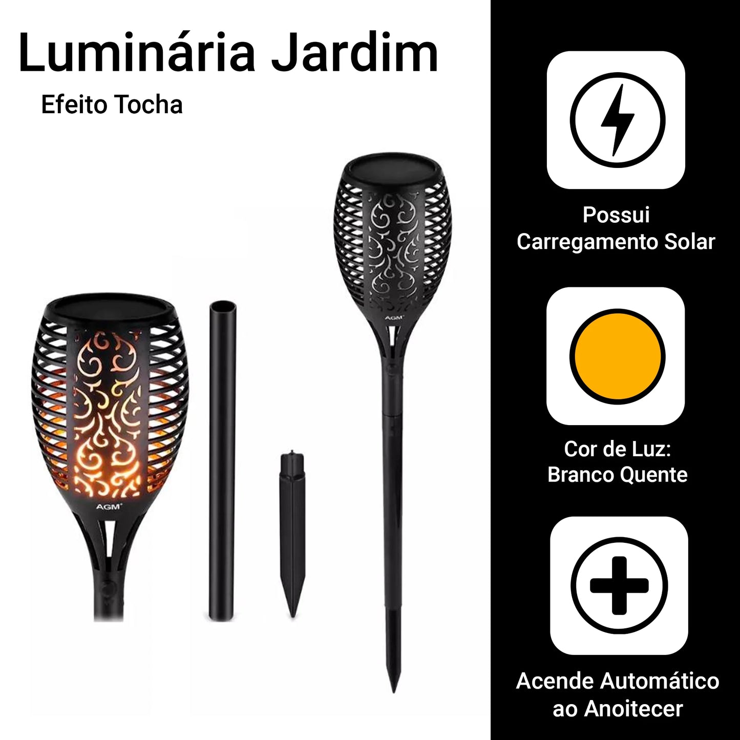 Lâmpada Solar para Jardim Efeito Tocha/Chama/ Fogo