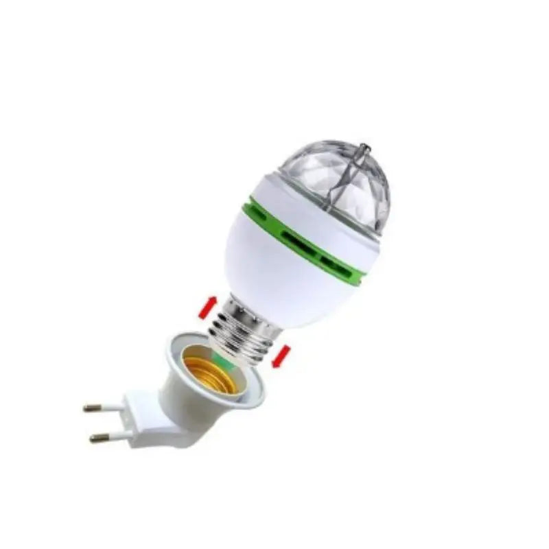 Lâmpada Rotativa RGB Bivolt para Festas com Adaptador