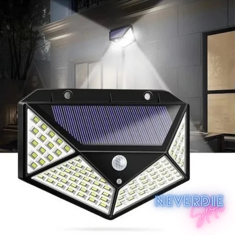 Luminária Solar com Sensor de Presença 100 LEDs 3 Funções