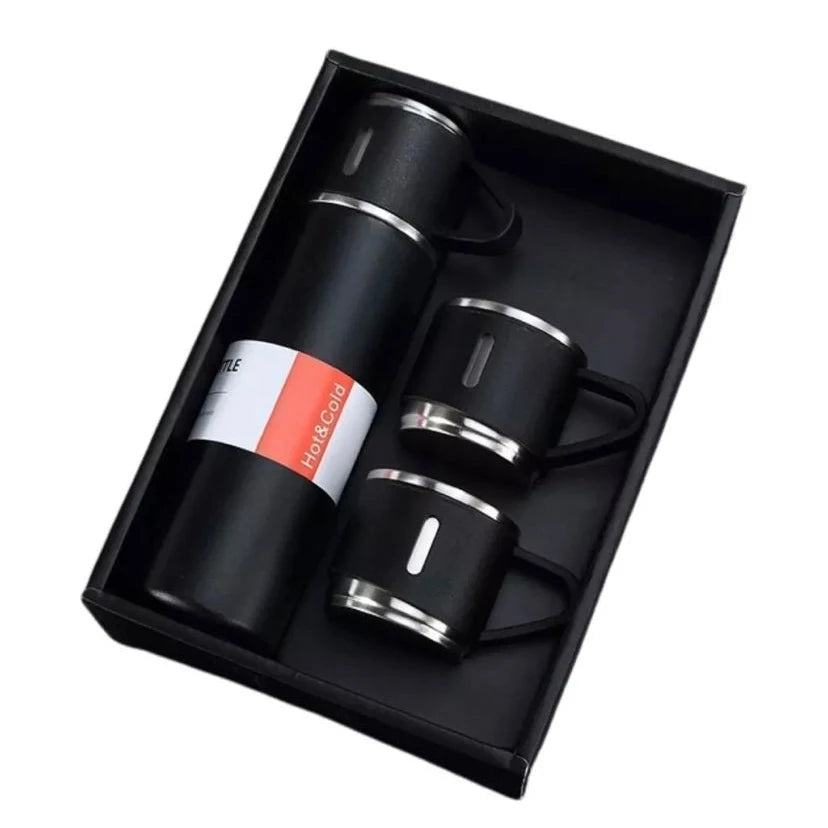 Kit Garrafa Térmica 500ml com 3 Xícaras – Vacuum Flask