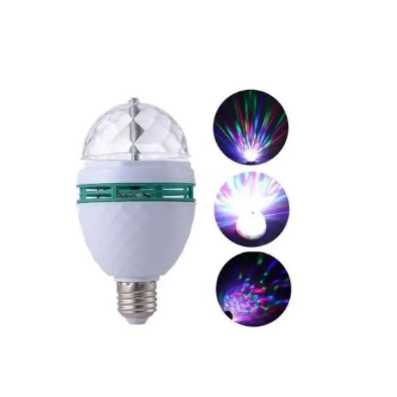 Lâmpada Rotativa RGB Bivolt para Festas com Adaptador