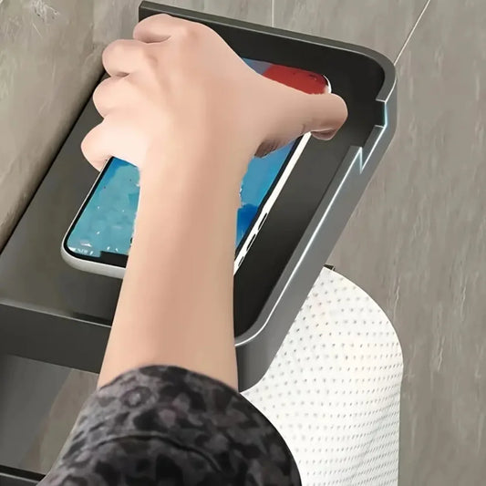 Suporte de Porta-Papel Higiênico em Alumínio Preto