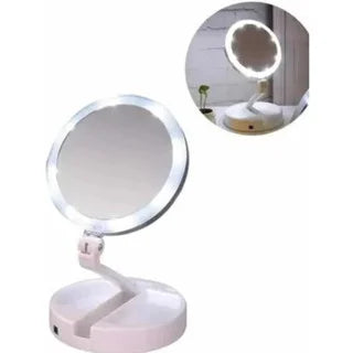 Espelho LED 10x Magnificação Dobrável para Maquiagem