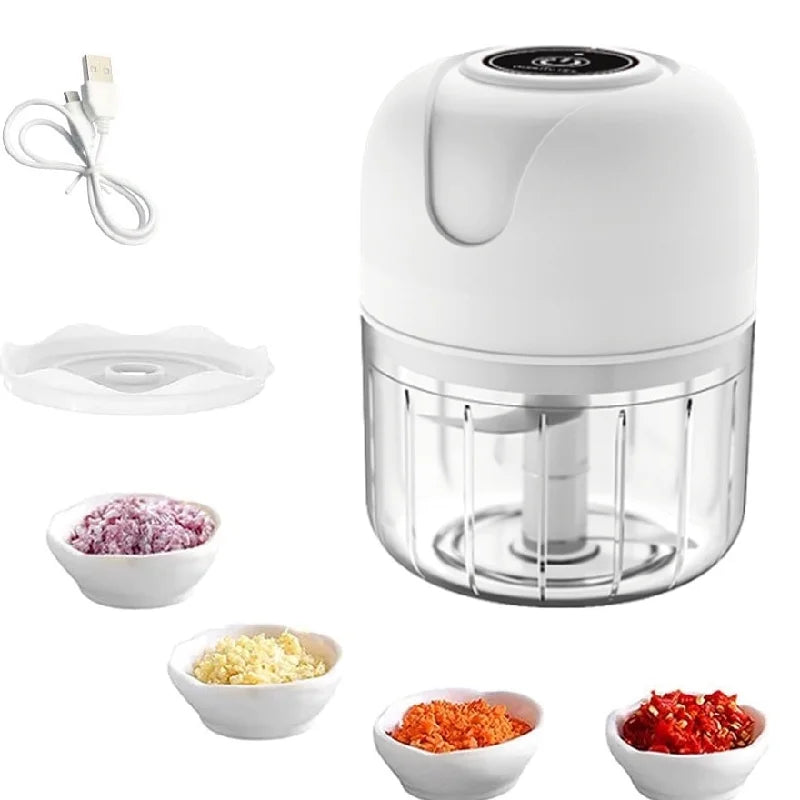 Mini Processador Elétrico Portátil 250ML USB com 3 Lâminas Inox