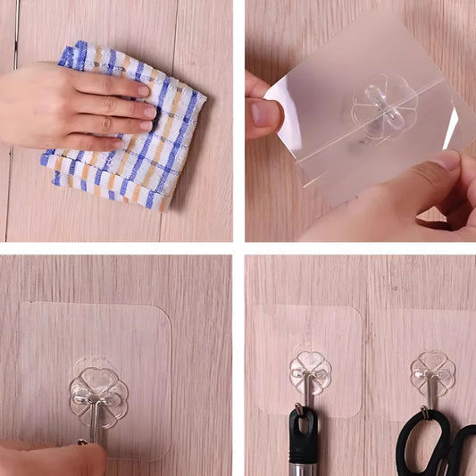 Kit 24 Ganchos Adesivos de Parede Multifuncionais