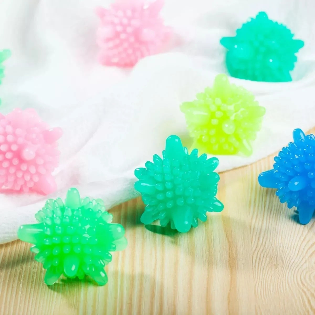 Bola Reutilizável de Lavanderia de Silicone para Limpeza Doméstica Máquina de Lavar Roupa Amaciante Redutor de Amasso Frizz C/8