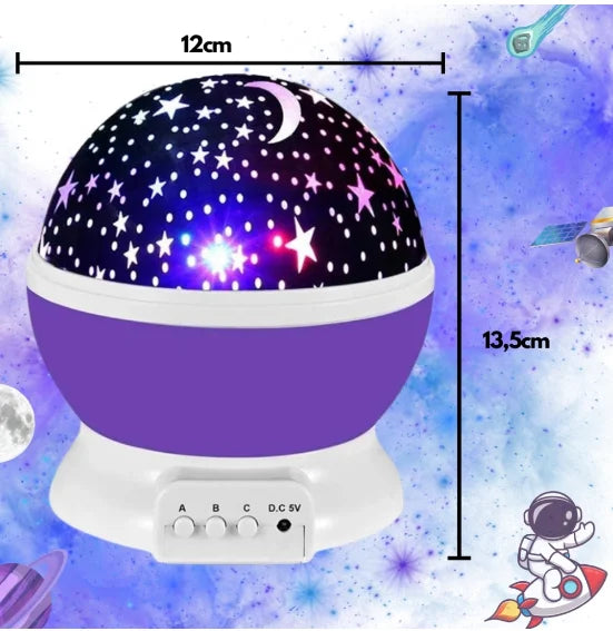 Luminária Projetora Estrelas e Lua 360°