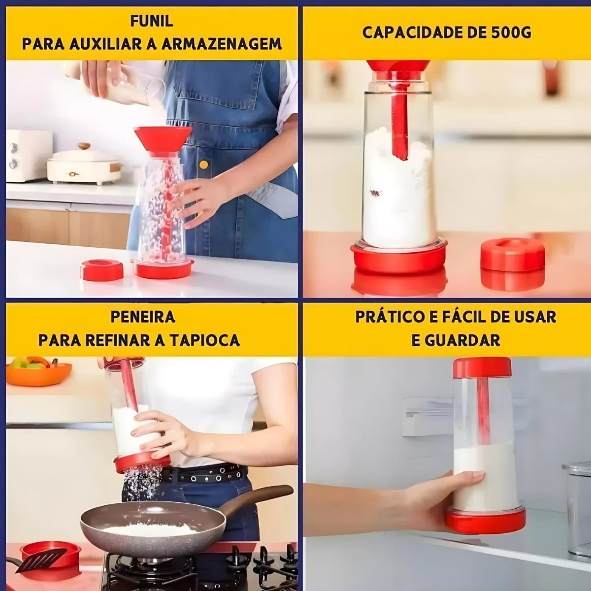Peneira Dosadora Multipropósito em Aço Inox e Plástico