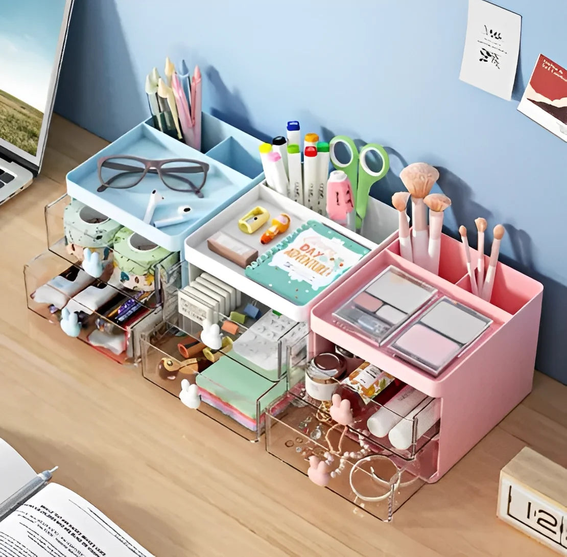 Organizador de Mesa Multifunções Coelho para Maquiagem e Escritório