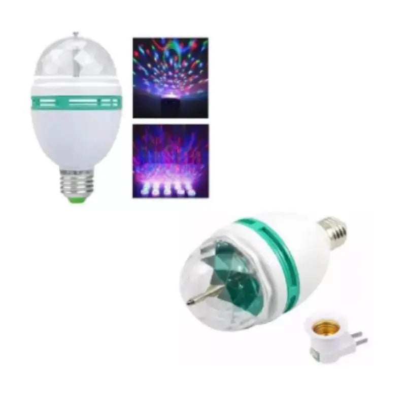 Lâmpada Rotativa RGB Bivolt para Festas com Adaptador
