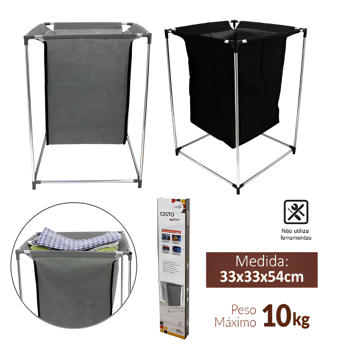 Cesto Organizador de Roupas Sujas Desmontável Minimalista