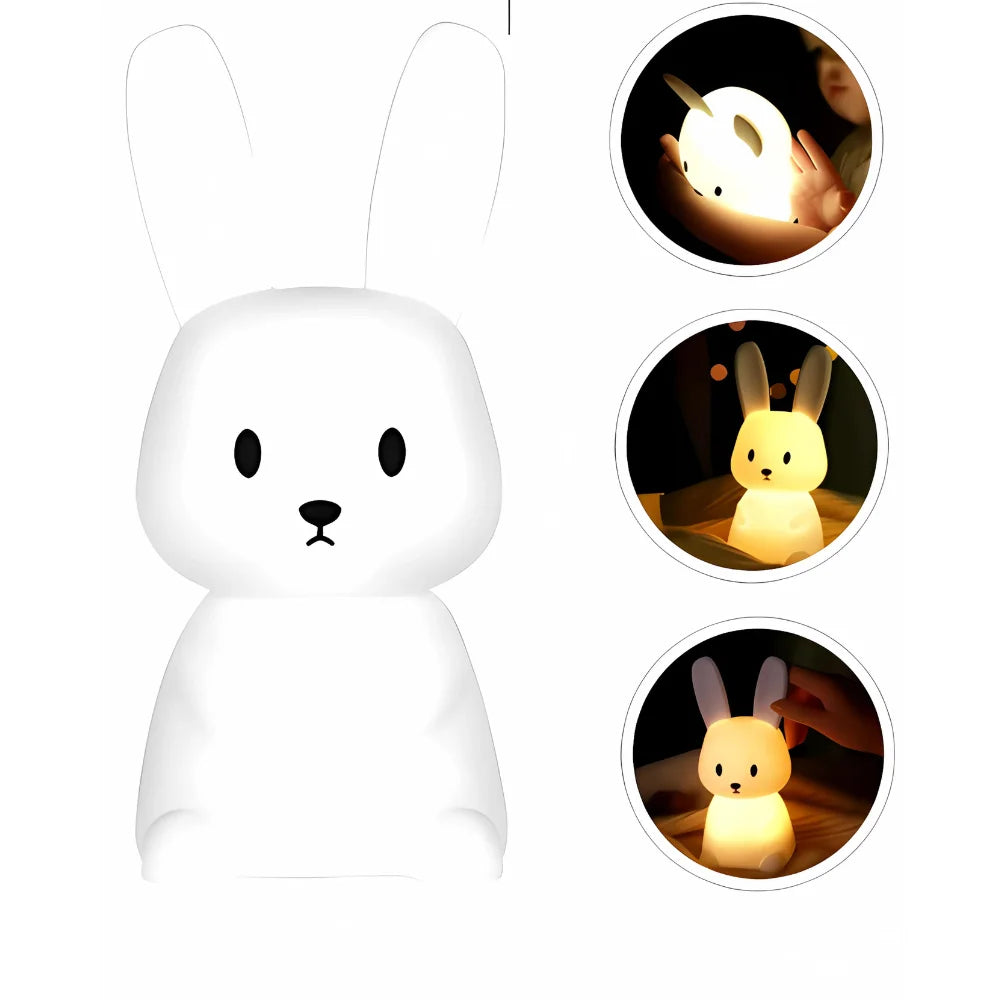 Luminária Mini Coelho de Silicone Touch LED Recarregável