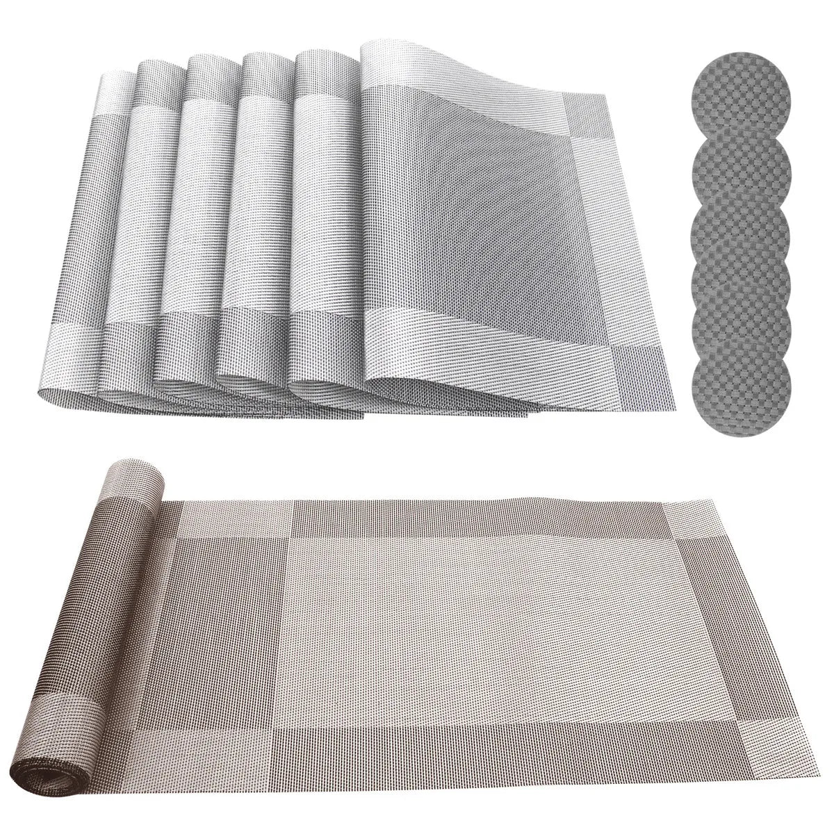 Conjunto 6 Tapetes de Mesa PVC Laváveis Antiderrapante Cozinha Mesa de Jantar Tigela Vinho Decoração Moderna Casa