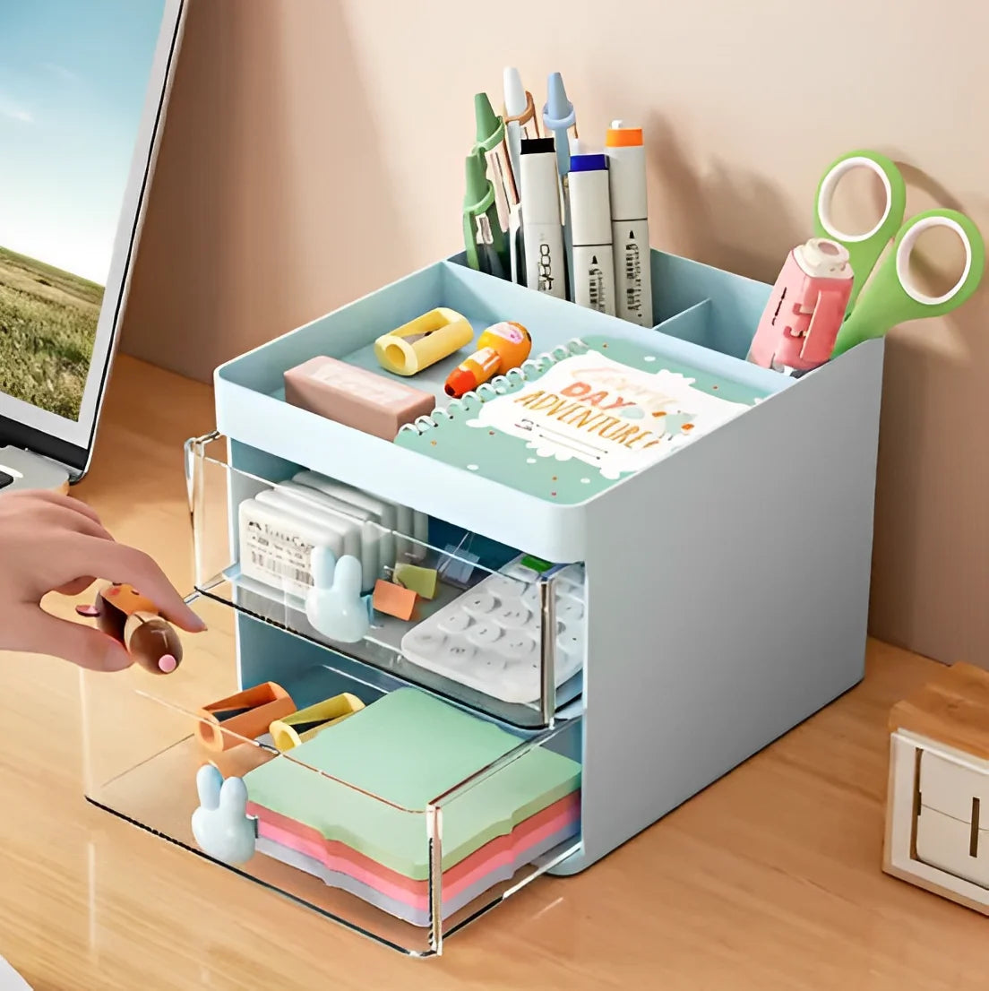 Organizador de Mesa Multifunções Coelho para Maquiagem e Escritório