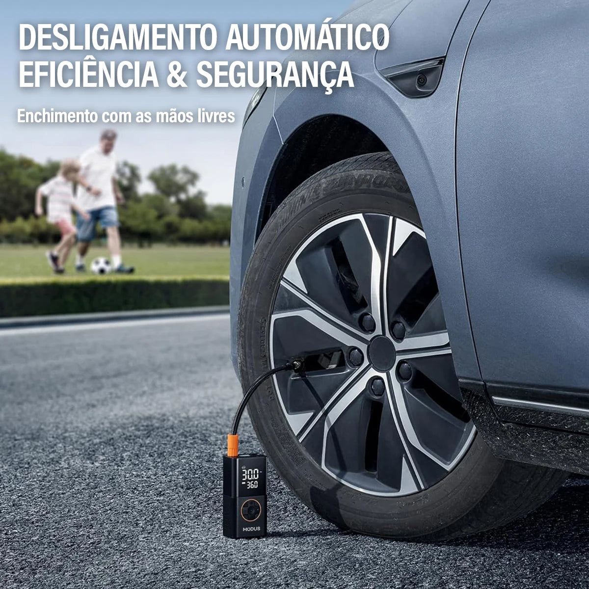 Mini Compressor de Ar Recarregável com Bomba, Calibrador e Luz LED