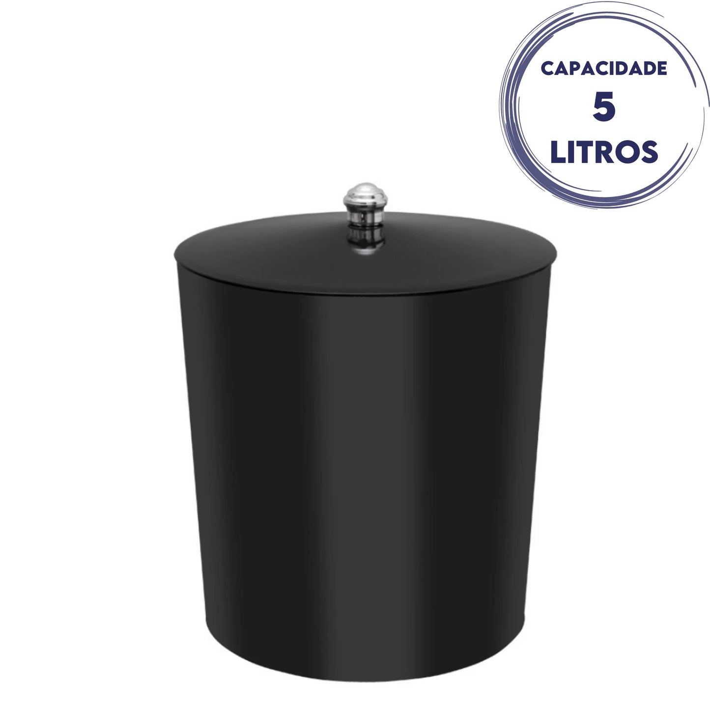 Lixeira Haus Black 5L com Tampa para Banheiro e Cozinha