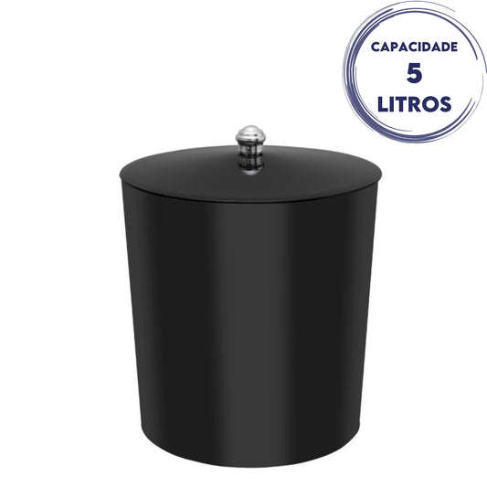 Lixeira Com Tampa para Banheiro Cozinha 5Litros Haus Preta