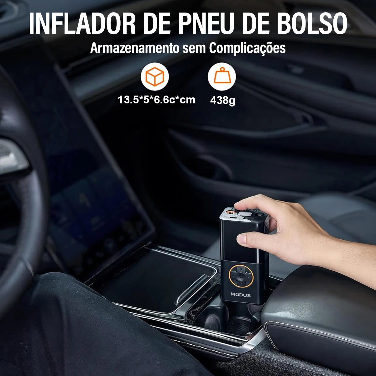 Mini Compressor de Ar Recarregável com Bomba, Calibrador e Luz LED