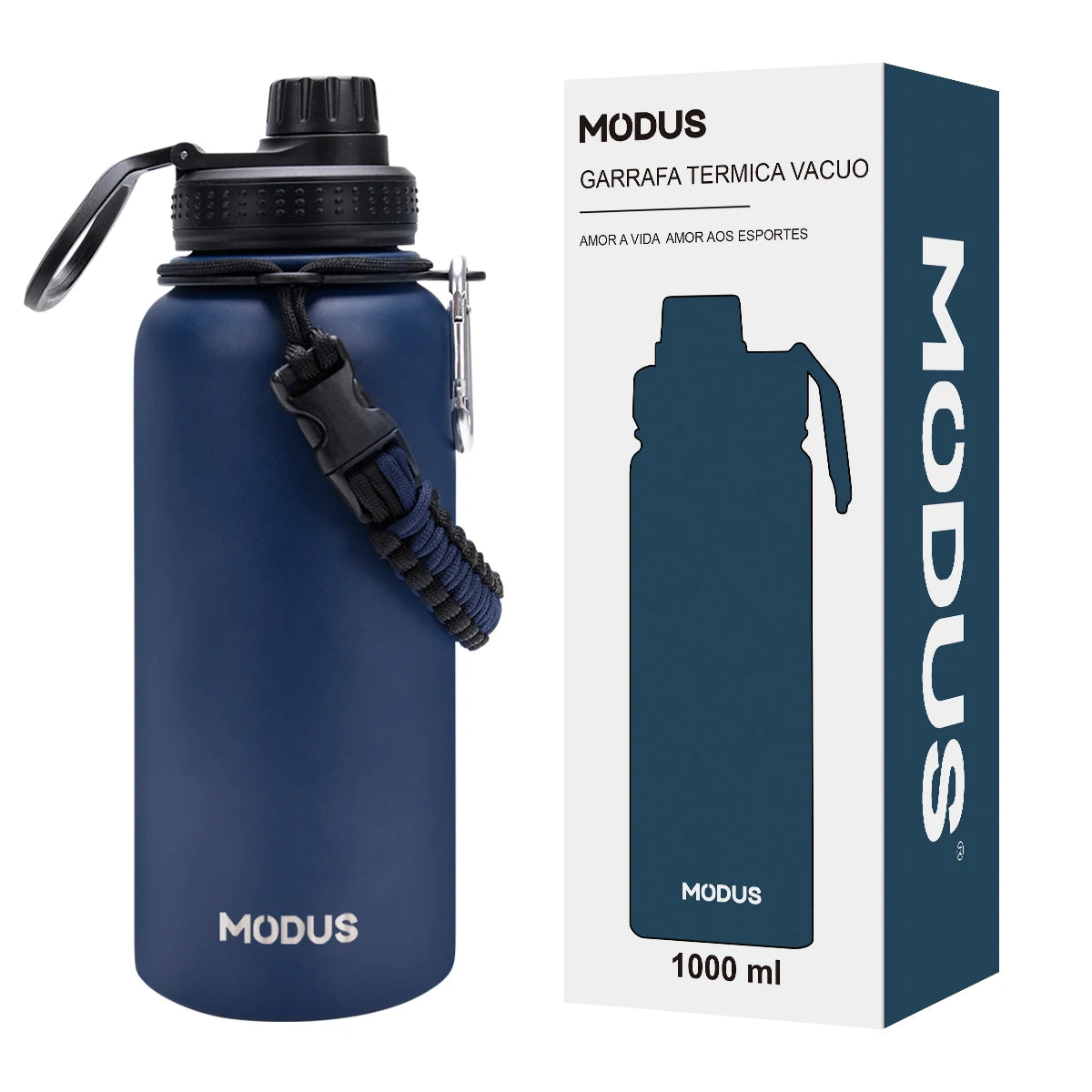Garrafa de água Isolada Vacuum Aço Inoxidável,Garrafa Esportiva de Boca Larga,Tampa com Bico à Prova de Vazamentos,com Cordão