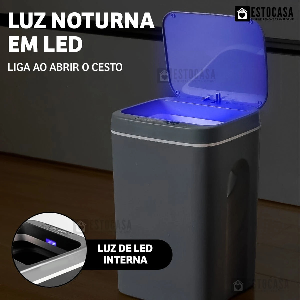 Lixeira Automática 14L com Sensor e Fechamento Inteligente