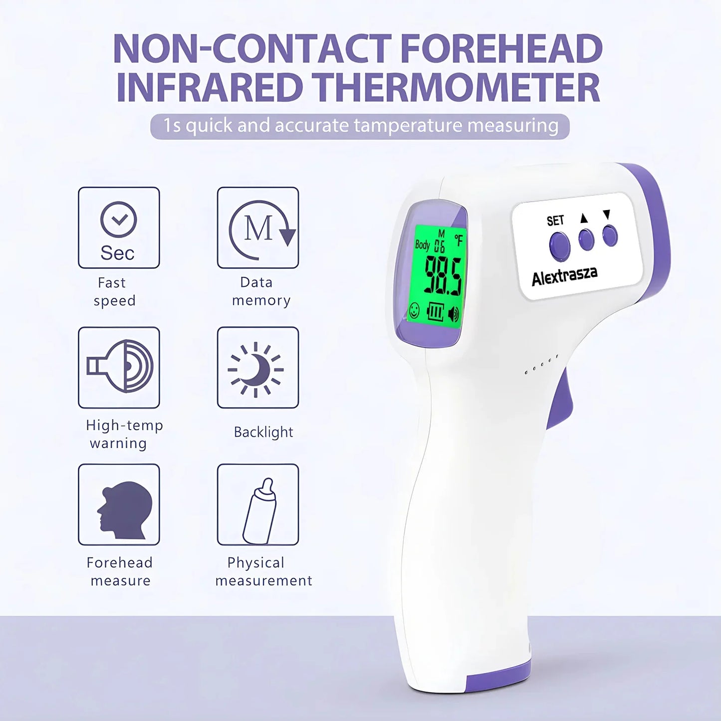 Termômetro infravermelho térmico médico para adultos e bebês, medidor de temperatura laser digital sem contato termômetro
