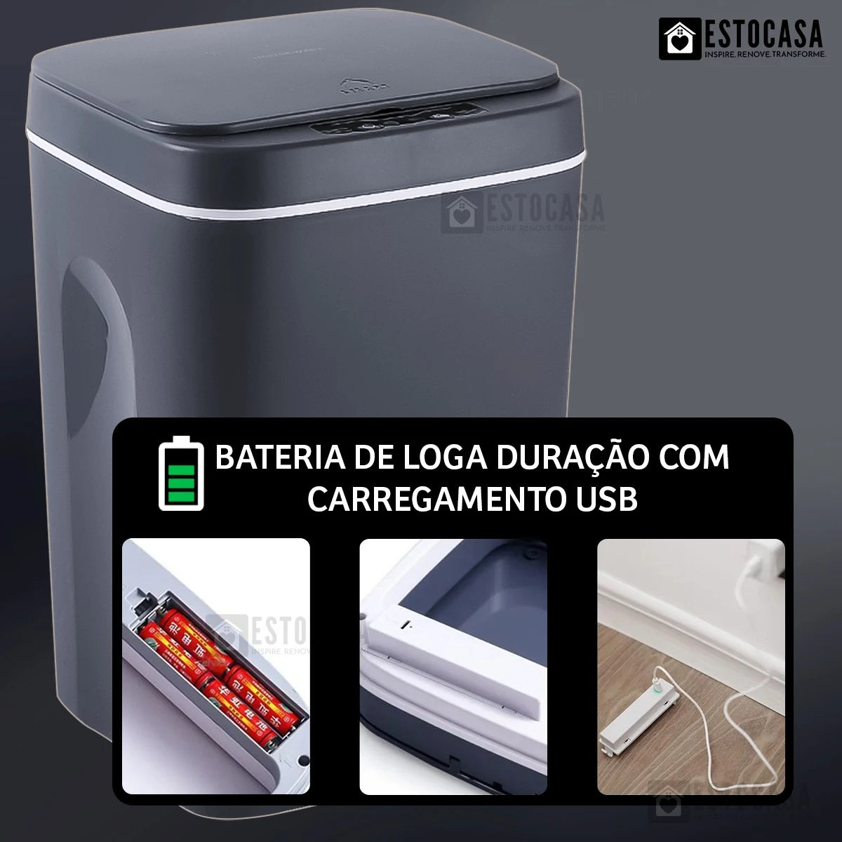 Lixeira Automática 14L com Sensor e Fechamento Inteligente