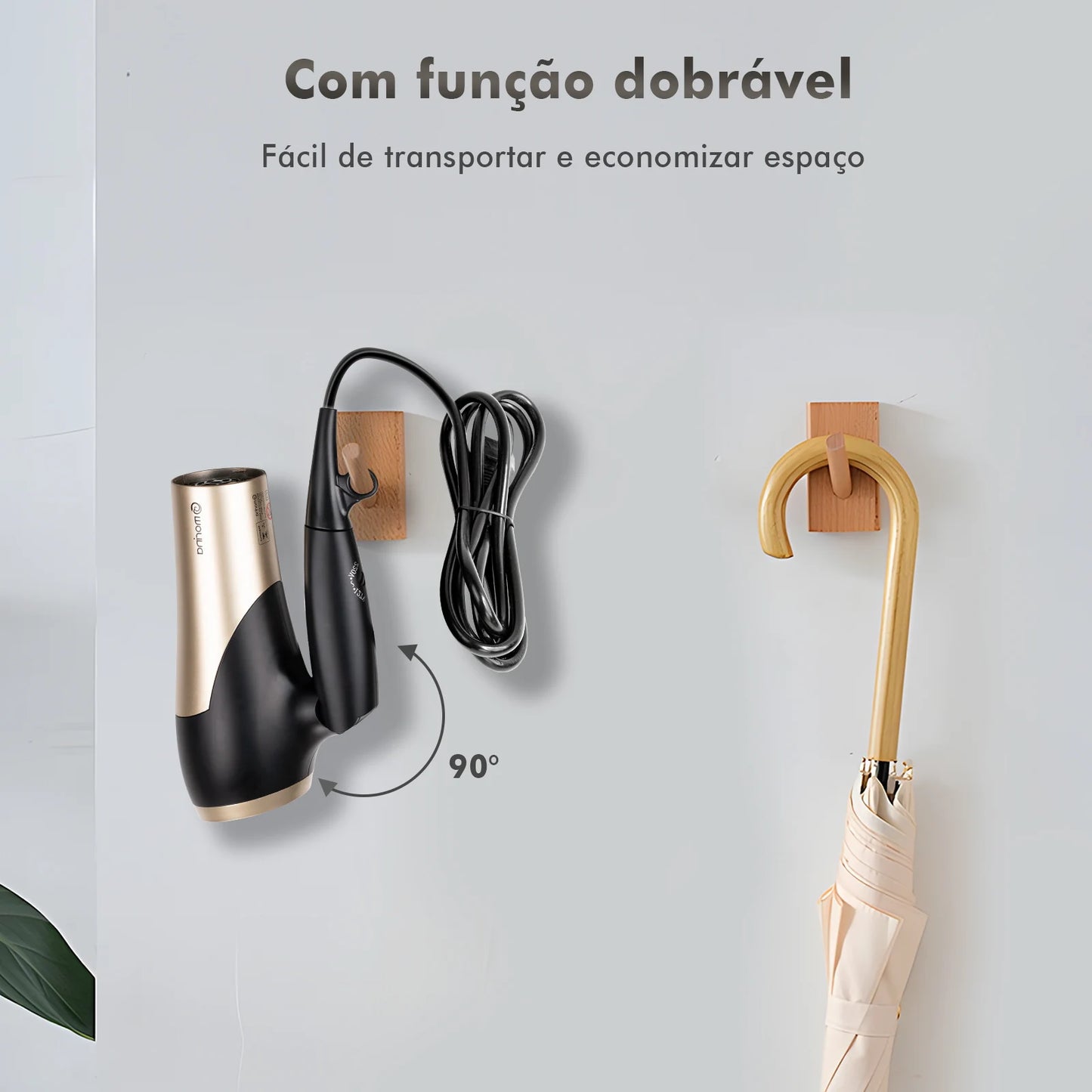 Secador de Cabelo Profissional 1800W – 110/220V Preto e Dourado