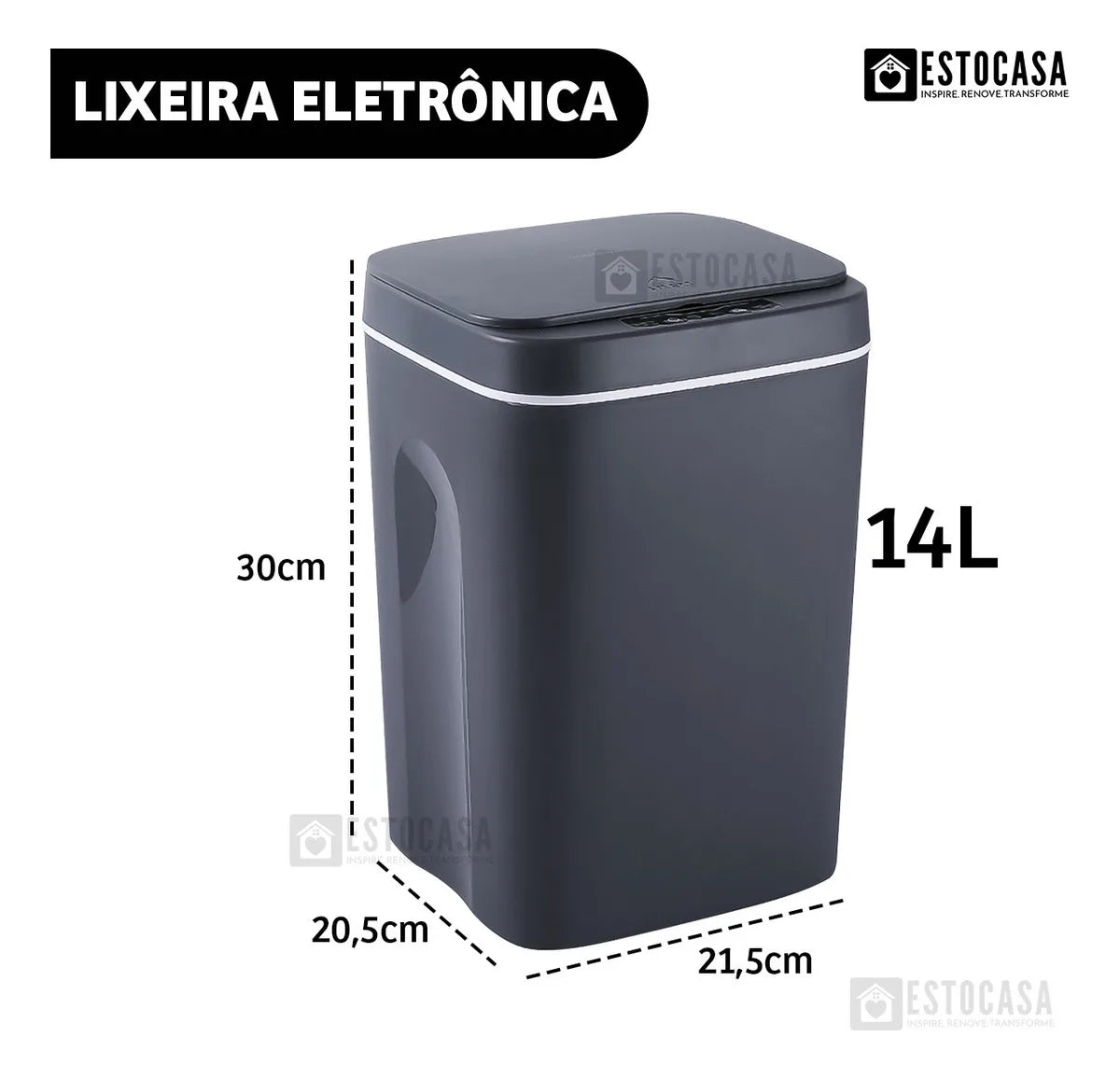 Lixeira Automática 14L com Sensor e Fechamento Inteligente