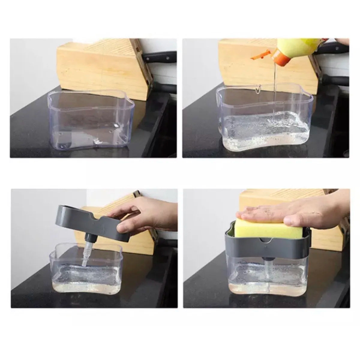 Dispenser 2 em 1 para Detergente com Suporte para Esponja