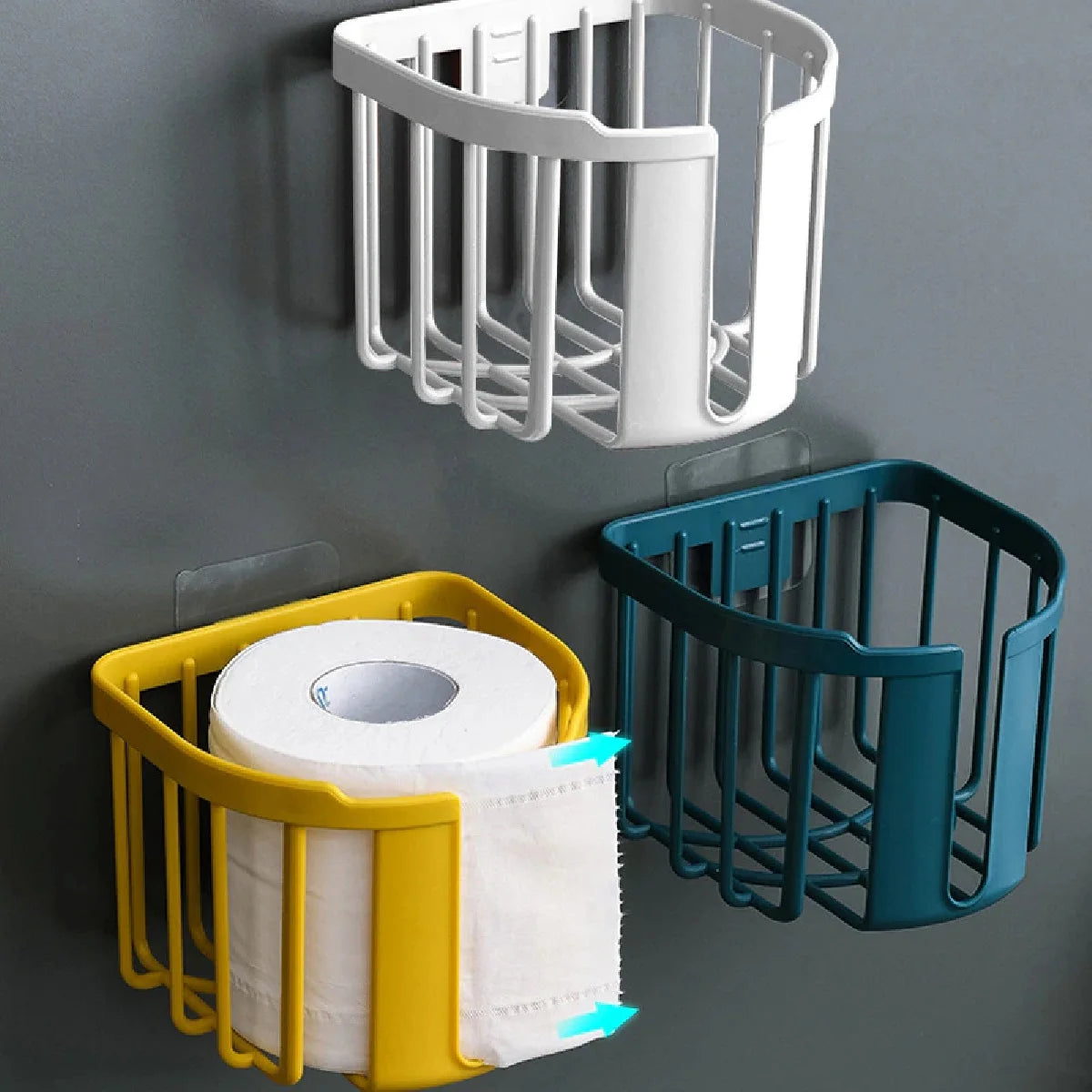 3 Suportes Adesivos para Papel Higiênico Organizador