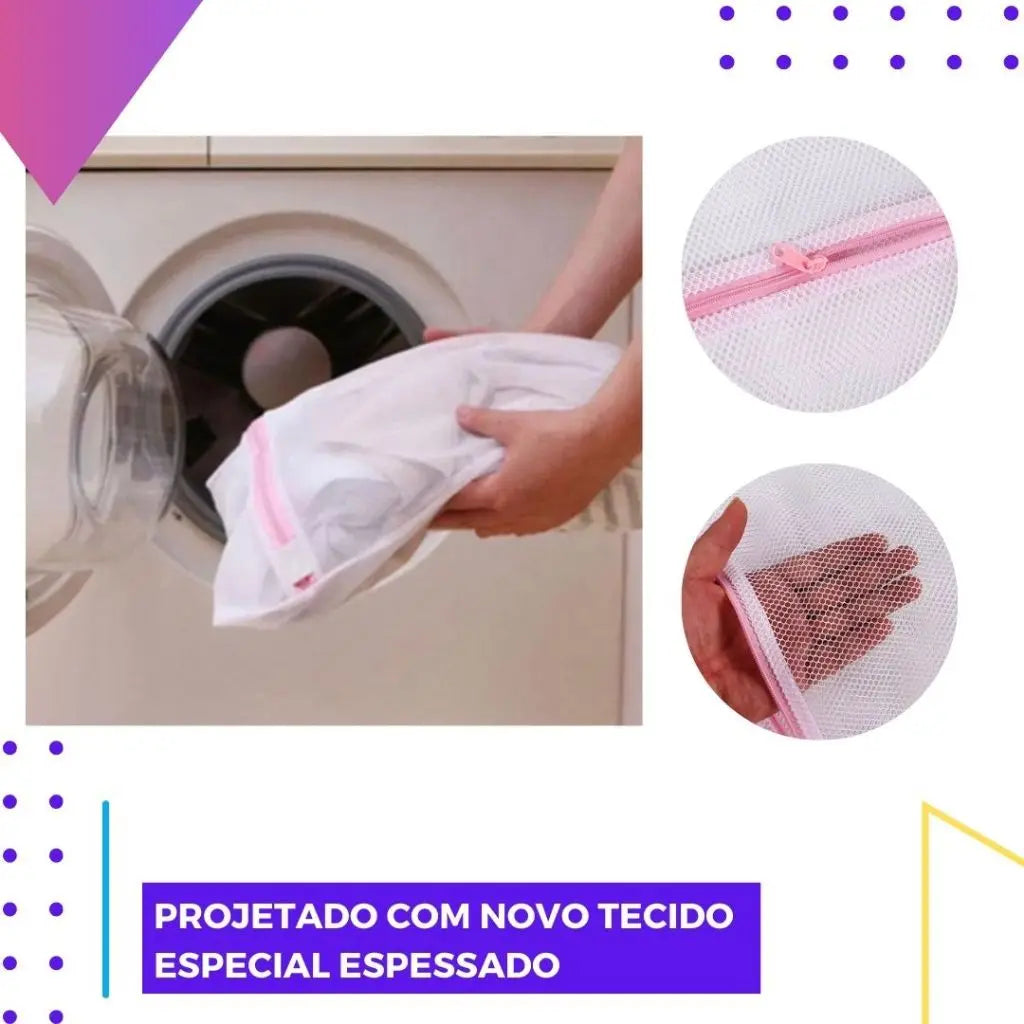 Kit 3 Sacos para Lavagem de Roupas Delicadas com Zíper