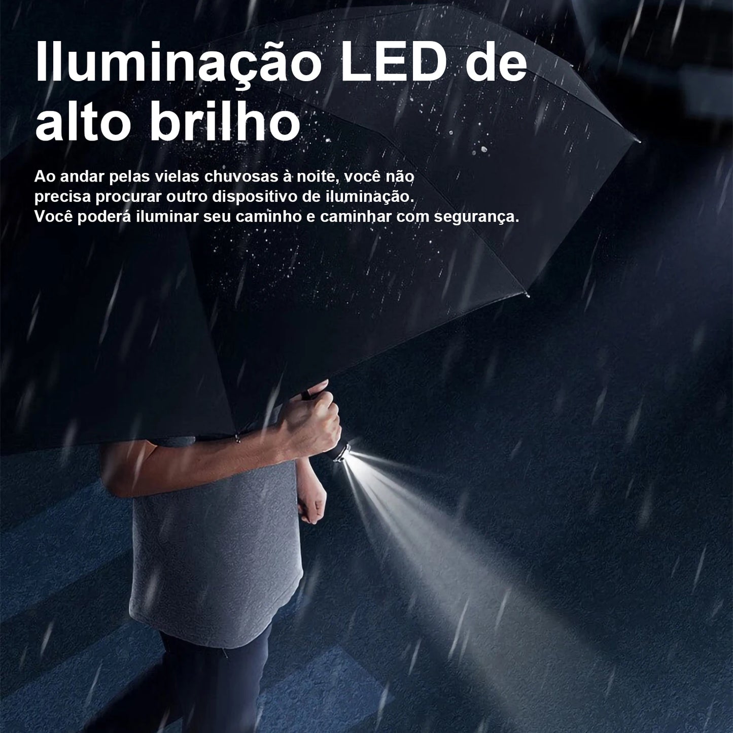 Guarda-chuva Automático 10 Varetas com LED e Proteção UV