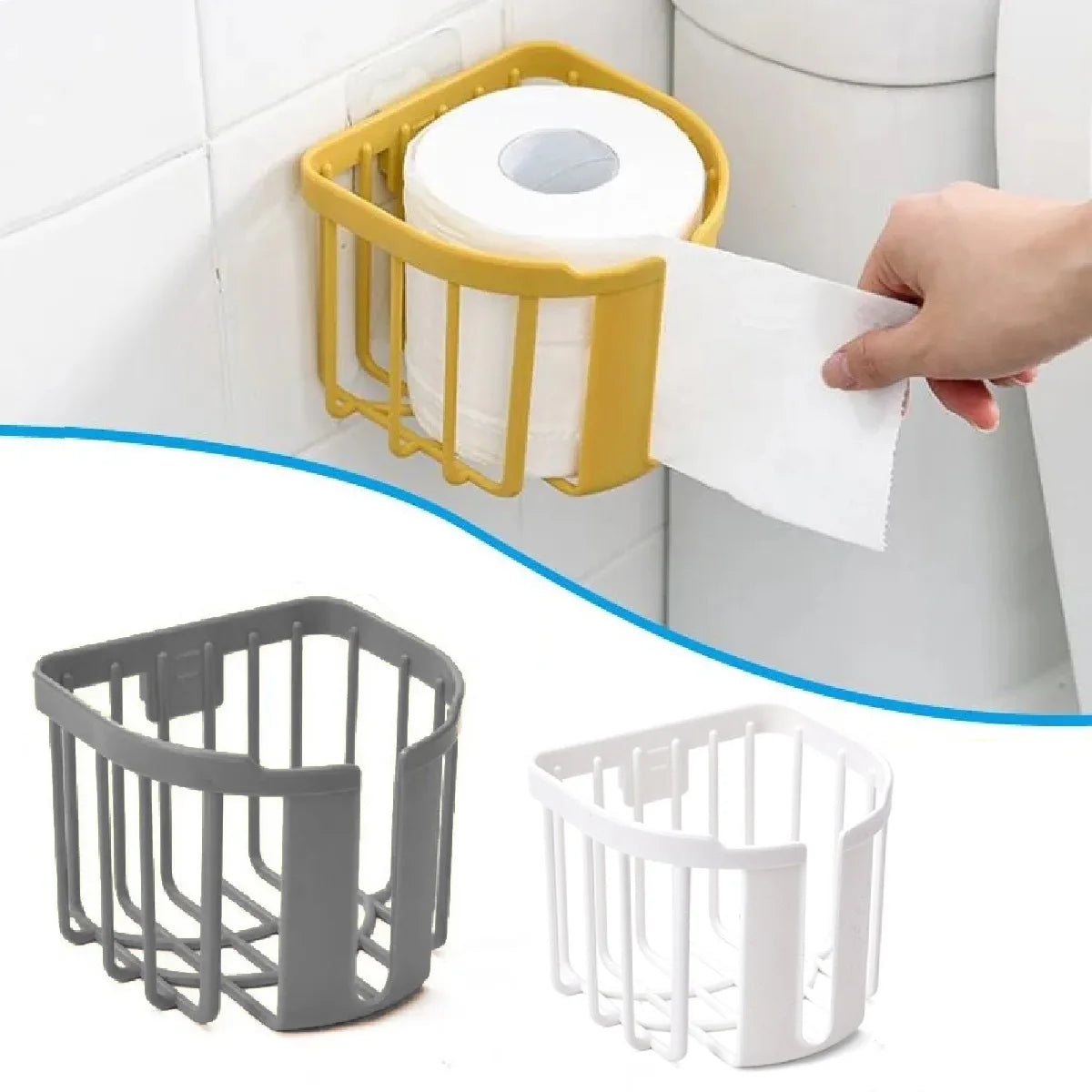 3 Suportes Adesivos para Papel Higiênico Organizador