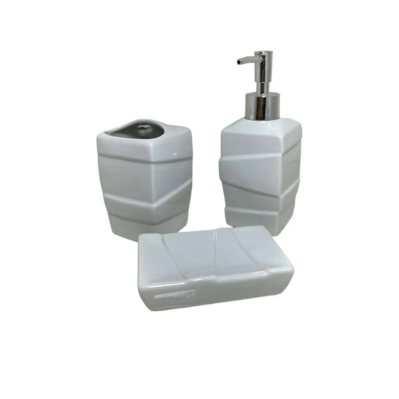 Kit de Banheiro 3 Peças Porcelana Esmerand Branco