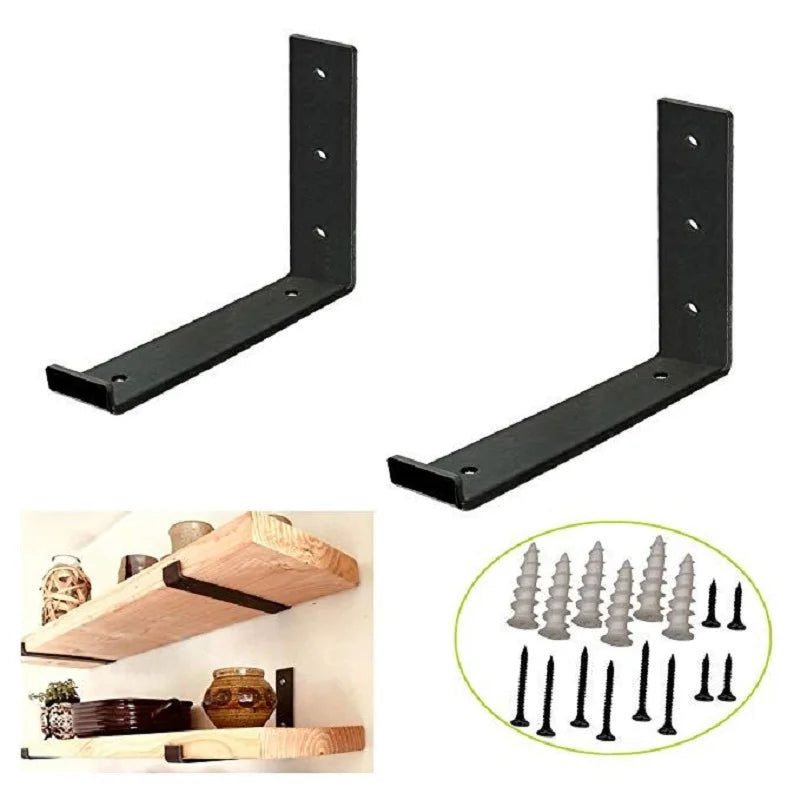 Kit 2 Prateleiras de Madeira com Suporte Metal - Sala, Quarto, Cozinha e Banheiro