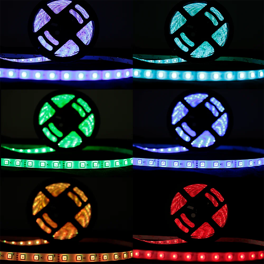 Fita LED RGB 5050 5m IP65 com Controle e Fonte 12V