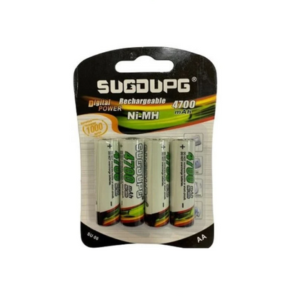 Pilhas AA Sugdupg Recarregáveis 4700mAh – Kit com 4 Unidades