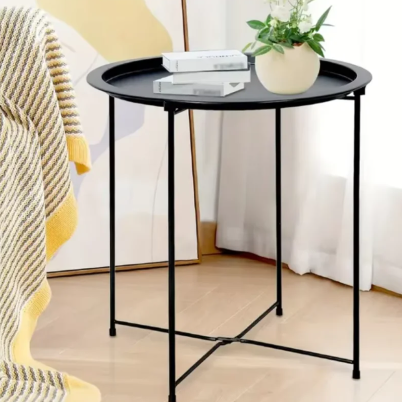 Mesa Auxiliar Metálica Desmontável 47x47x50cm – Design Moderno e Resistente