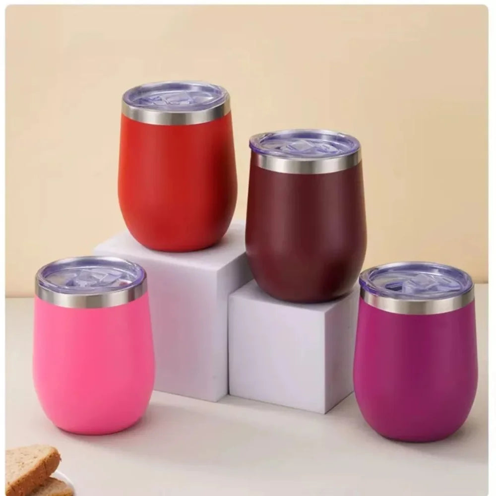 Copo Térmico Inox 360ml com Tampa Transparente – Parede Dupla