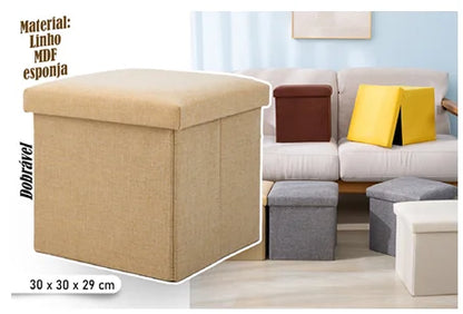 Baú Banco Dobrável Estofado – Grande Capacidade e Multifuncional