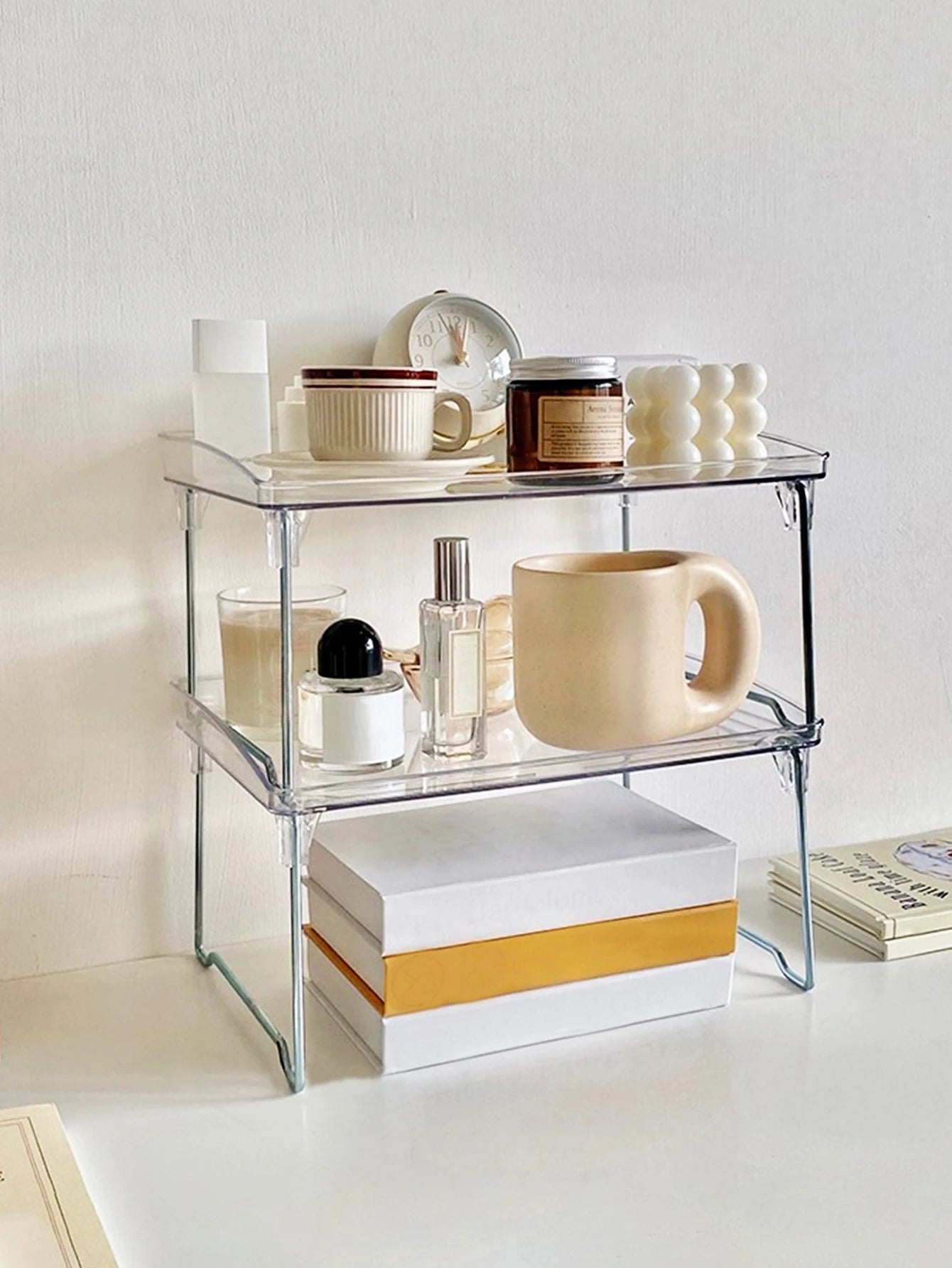 Organizador Dobrável em Acrílico Transparente – Multiuso para Banheiro, Cozinha e Escritório