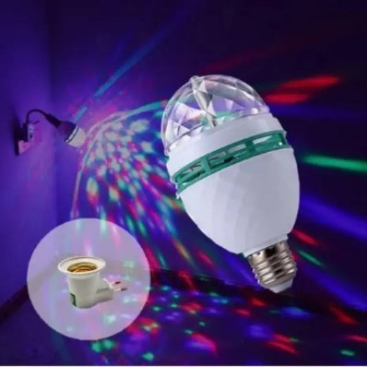 Lâmpada Rotativa RGB Bivolt para Festas com Adaptador