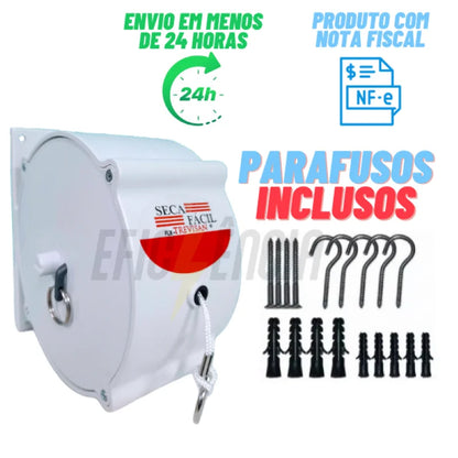 Corda de Varal Retrátil 30m Fácil de Secar